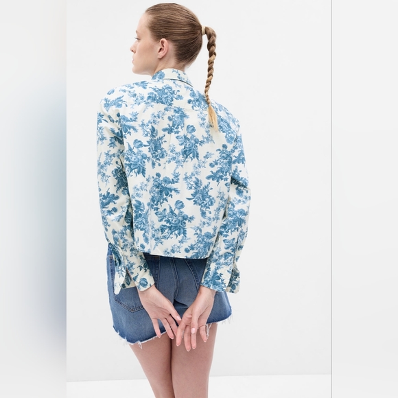 🏵️💚 Gap × LoveShackFancy Organic Cotton Cropped Shirt - Picture 4 of 10